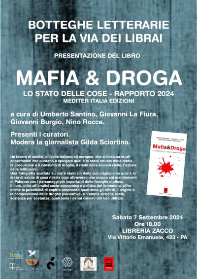 L’associazione “Cassaro Alto” presenta presso la libreria Zacco il libro “Mafia & Droga”.
