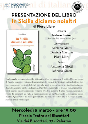 Al Piccolo Teatro dei Biscottari, i modi di dire dell’italiano regionale spiegati da Piero Libro in “Noi in Sicilia diciamo noialtri”