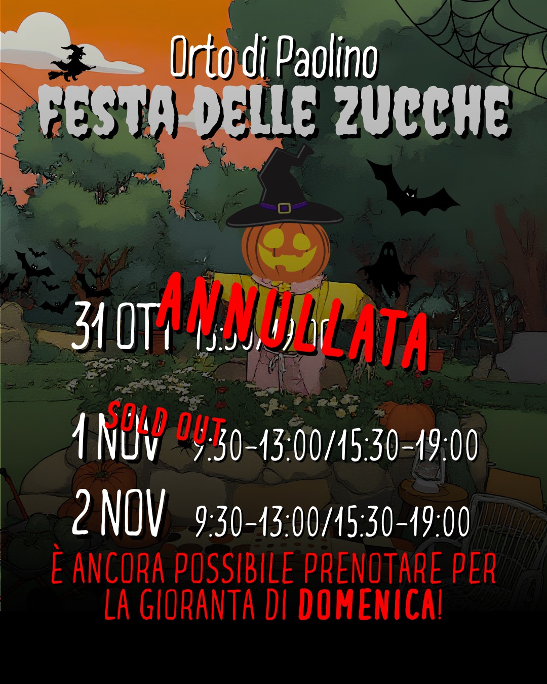 Causa maltempo, oggi annullata la “Festa delle Zucche” della Cooperativa LiberaMente