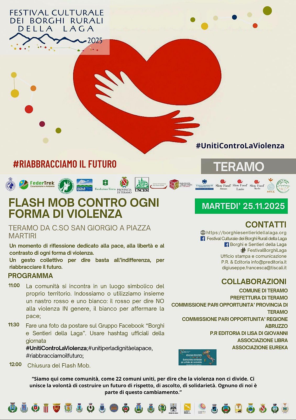 A Teramo Flash mob del Festival Culturale dei Borghi Rurali della Laga contro le violenze