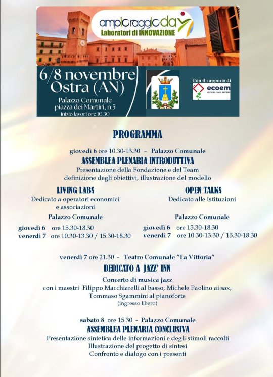 Fondazione Ampioraggio fa tappa a Ostra (AN) per gli Ampioraggio Day: tre giorni di laboratori di innovazione, dal 6 all’8 novembre