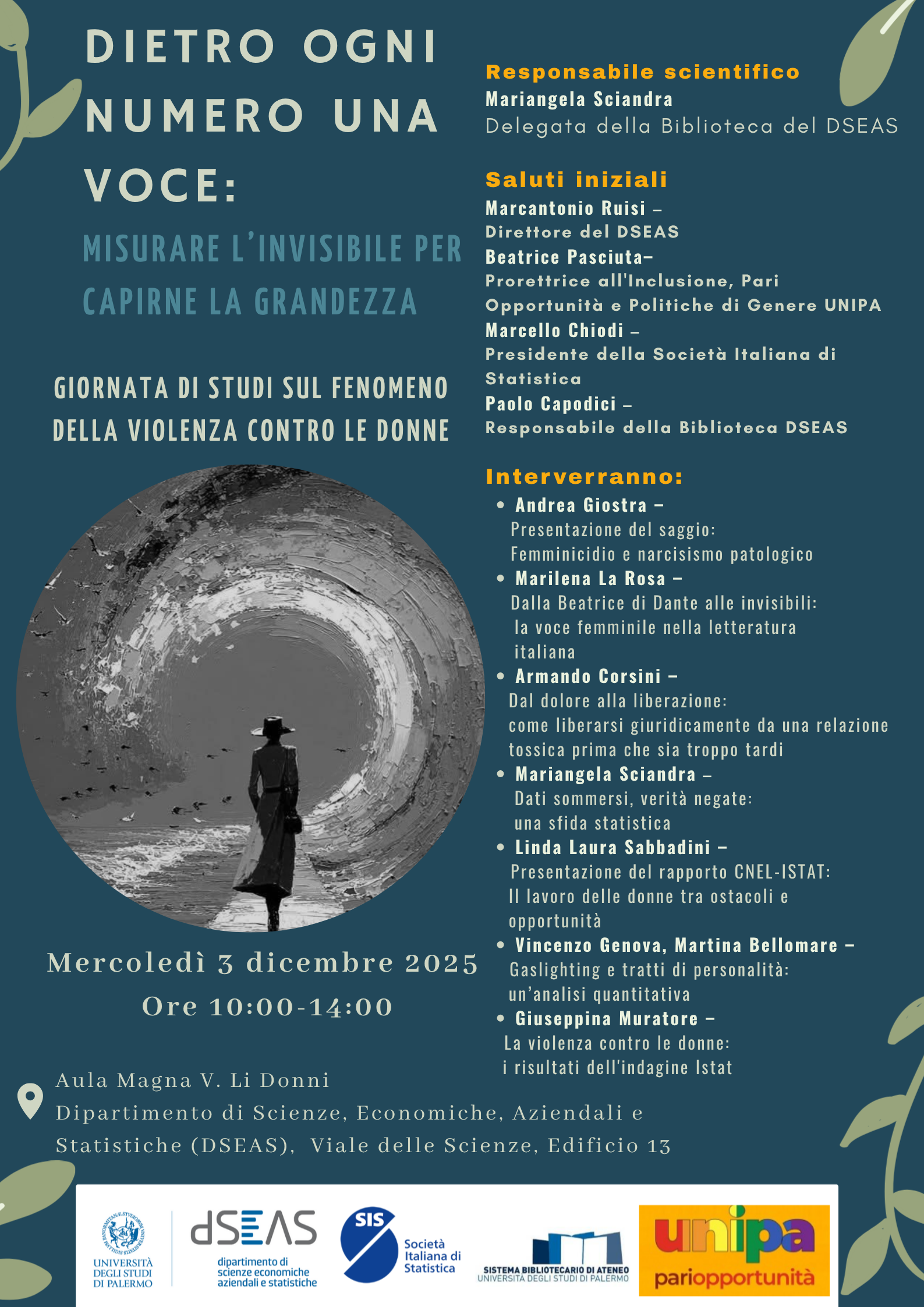 UNIPA-DSEAS – “Dietro ogni numero una voce” Giornata di studi sul fenomeno della violenza contro le donne.