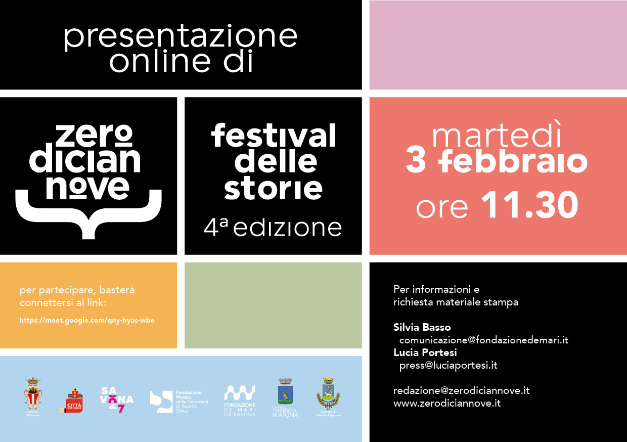 Zerodiciannove – Festival delle storie di Savona  Presentazione on-line della IV edizione