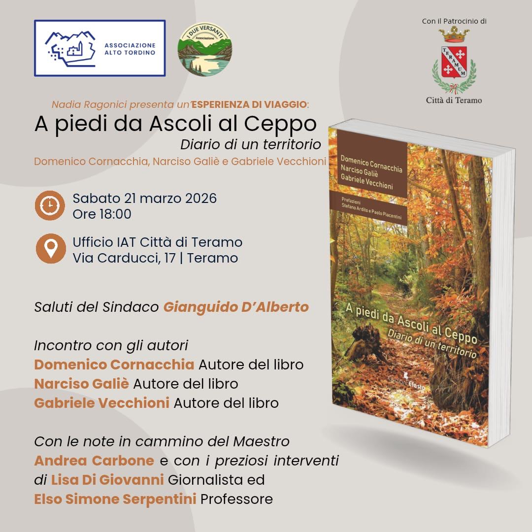 “A piedi da Ascoli al Ceppo-diario di un territorio”, allo I.A.T. di Teramo