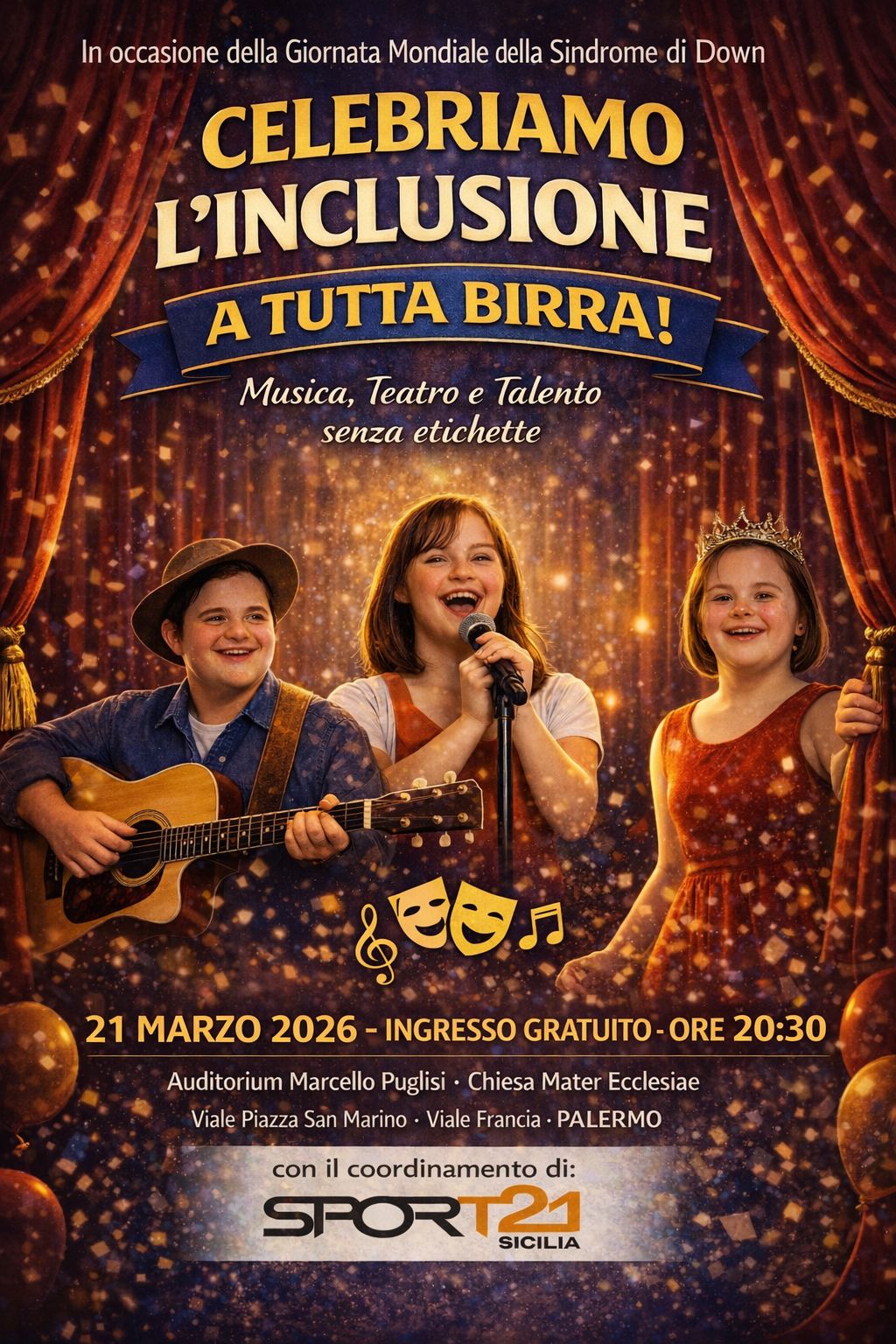 Palermo celebra la Giornata Mondiale della Sindrome di Down con convegno e spettacolo