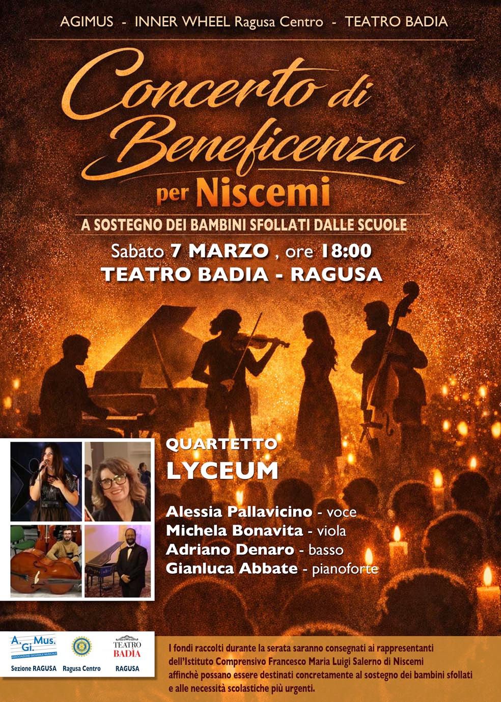 Al TEATRO BADIA DI RAGUSA UN CONCERTO DI BENEFICENZA COME STRUMENTO DI SOLIDARIETÀ
