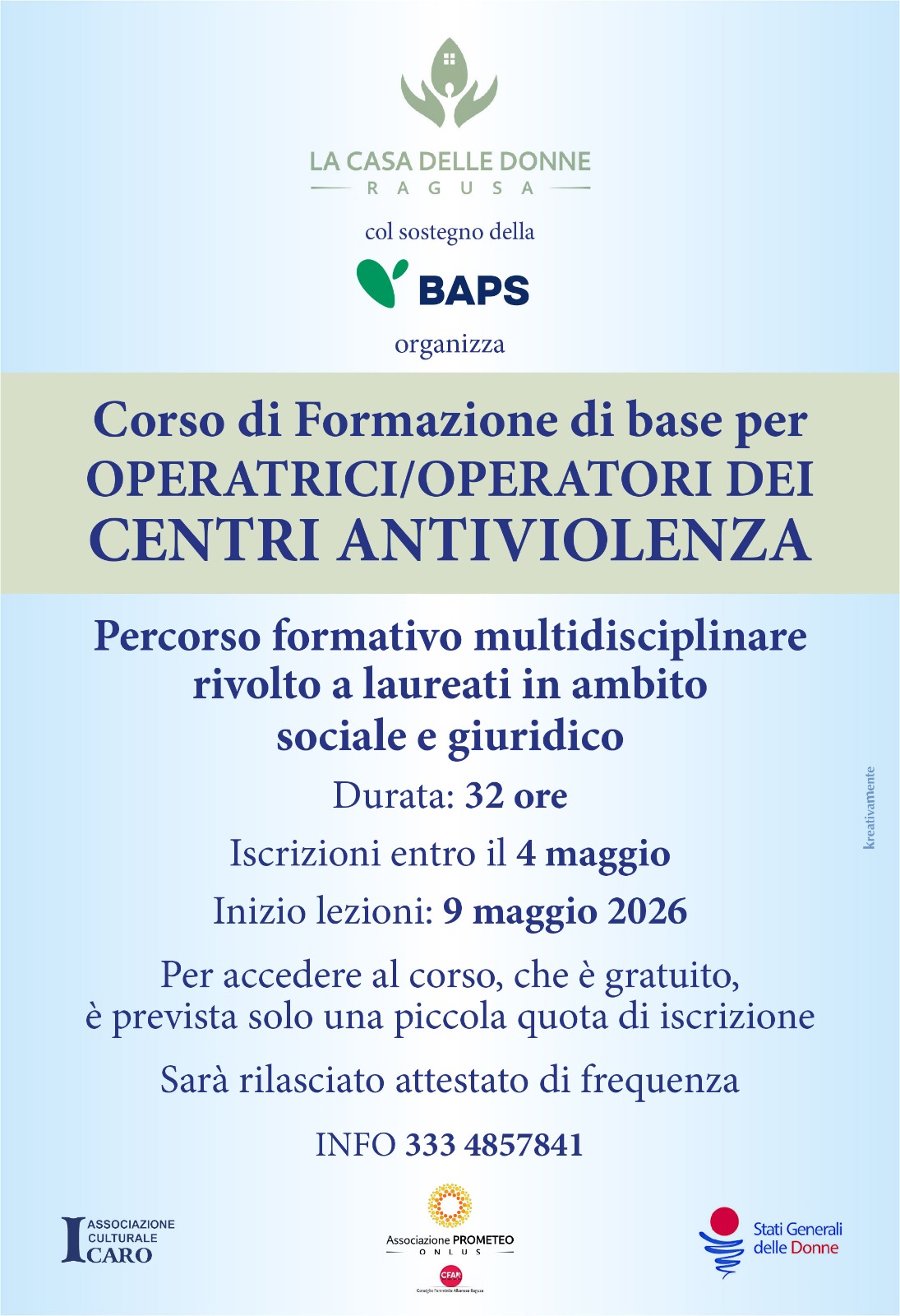 Formare per proteggere: al via il Corso per Operatrici dei Centri Antiviolenza