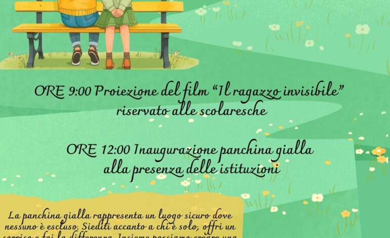 Torrevecchia Teatina, LIBRA APS-ETS dona al Comune la panchina gialla contro bullismo e cyberbullismo