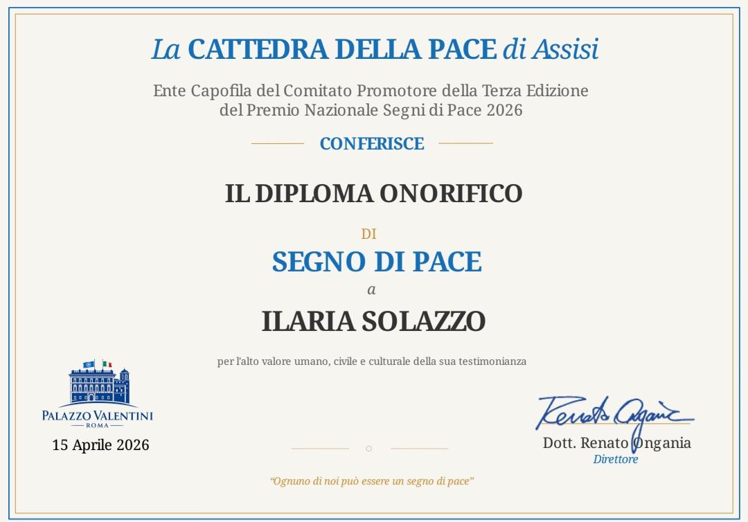 Roma, la cultura dell’impegno civile al centro del Premio “Segni di Pace” 2026