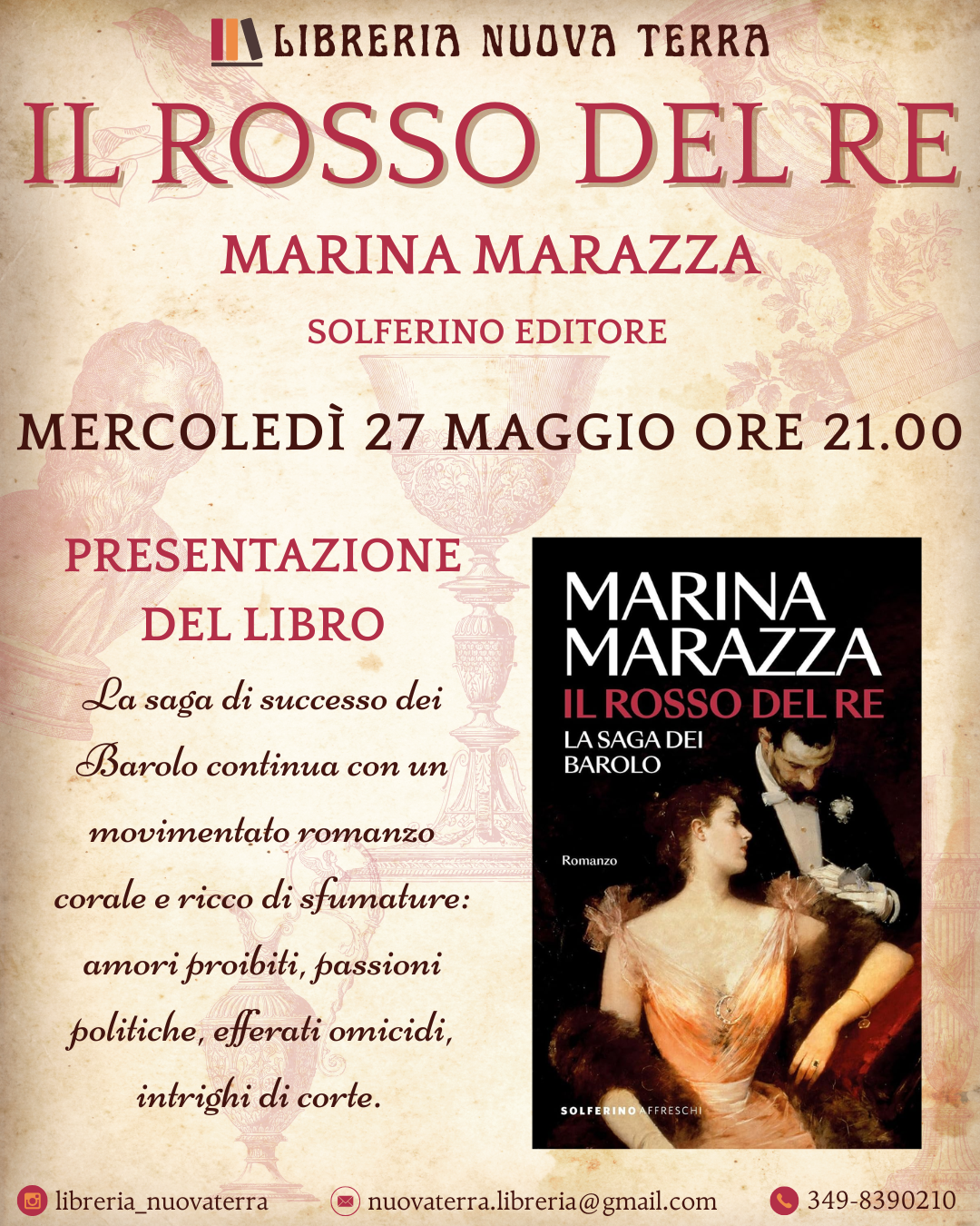 Marina Marazza presenta Il rosso del re alla Libreria Nuova Terra