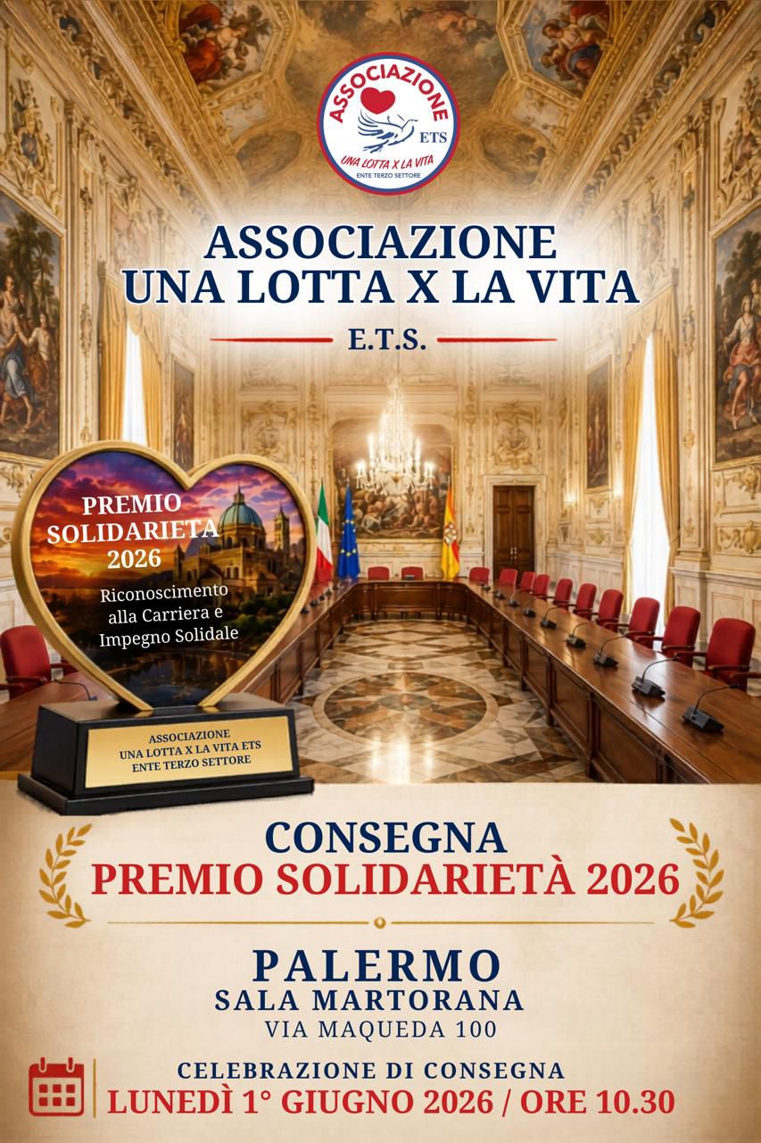 Palermo celebra il “Premio Solidarietà 2026”: riconoscimenti a chi ha trasformato la solidarietà in azione concreta