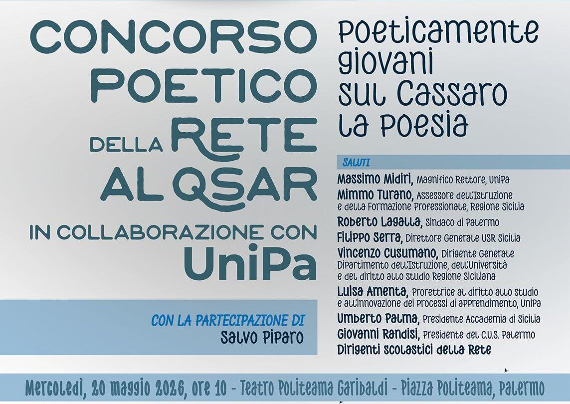 Palermo celebra i giovani poeti: al Teatro Politeama la IV edizione di “Poeticamente giovani. Sul Cassaro la poesia”