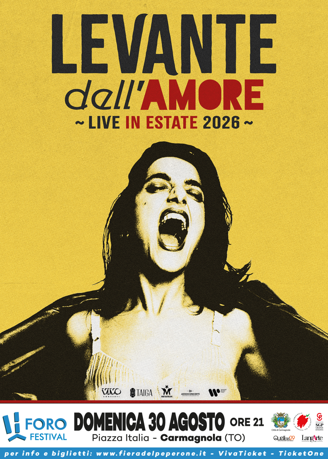 Foro Festival 2026: Levante, Pablo Trincia e Maurizio Battista tra musica, racconto e comicità a Carmagnola