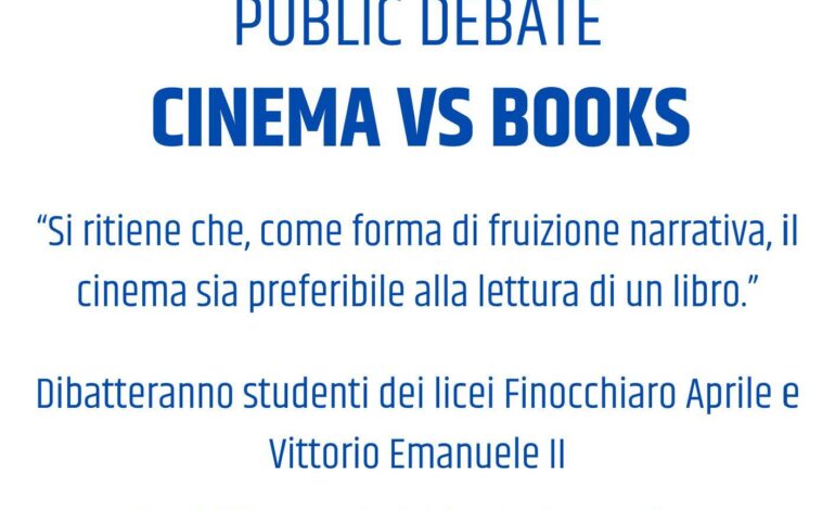 “Cinema vs Books” al centro del confronto tra gli studenti dei licei “Finocchiaro Aprile” e “Vittorio Emanuele II”