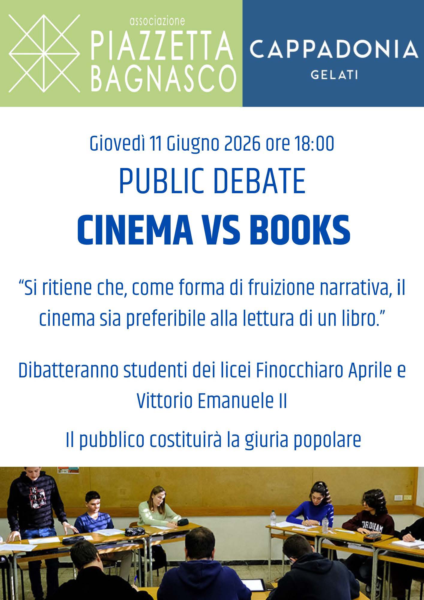 “Cinema vs Books” al centro del confronto tra gli studenti dei licei “Finocchiaro Aprile” e “Vittorio Emanuele II”