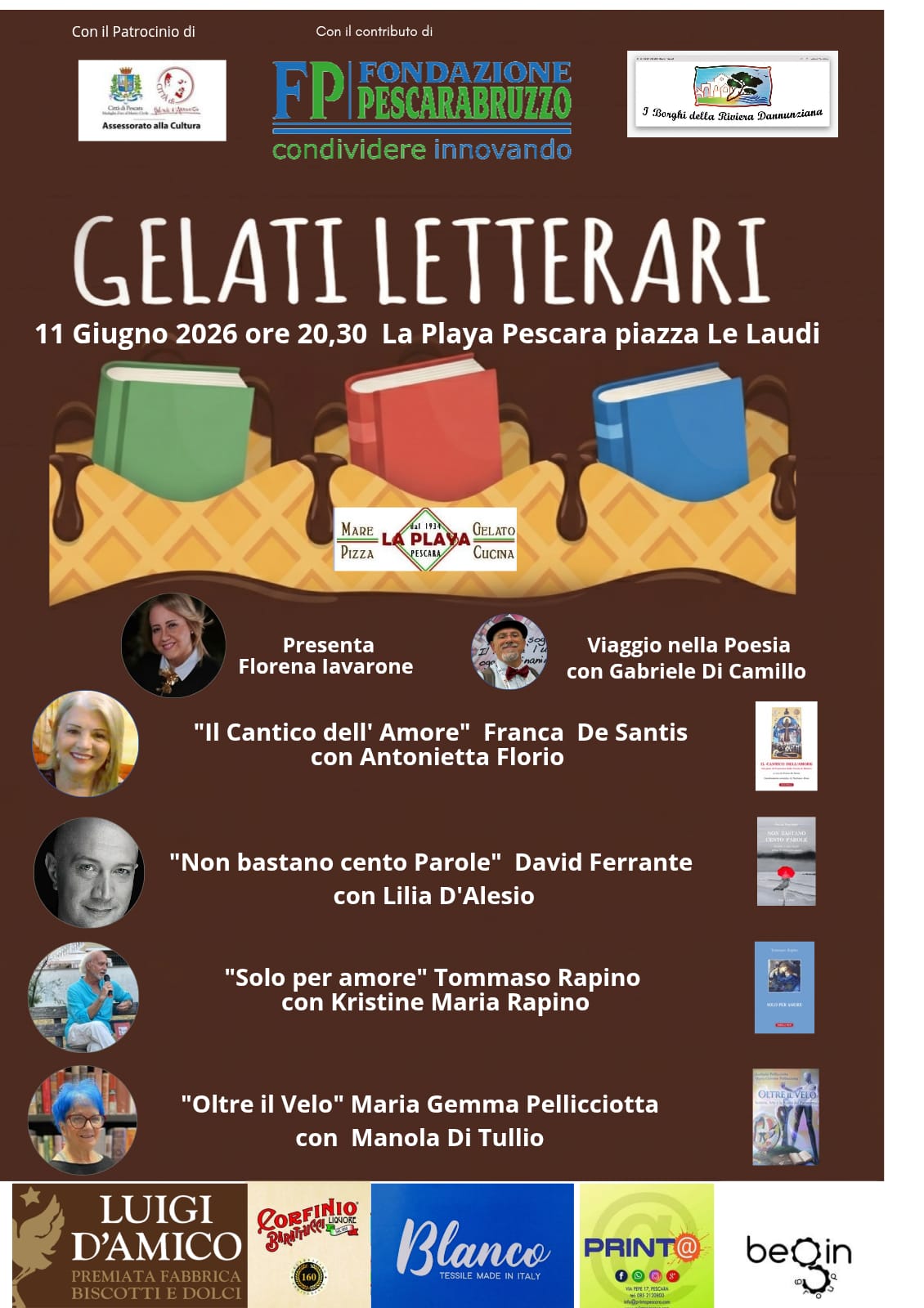 Gelati Letterari 2026, torna la rassegna letteraria estiva di Pescara