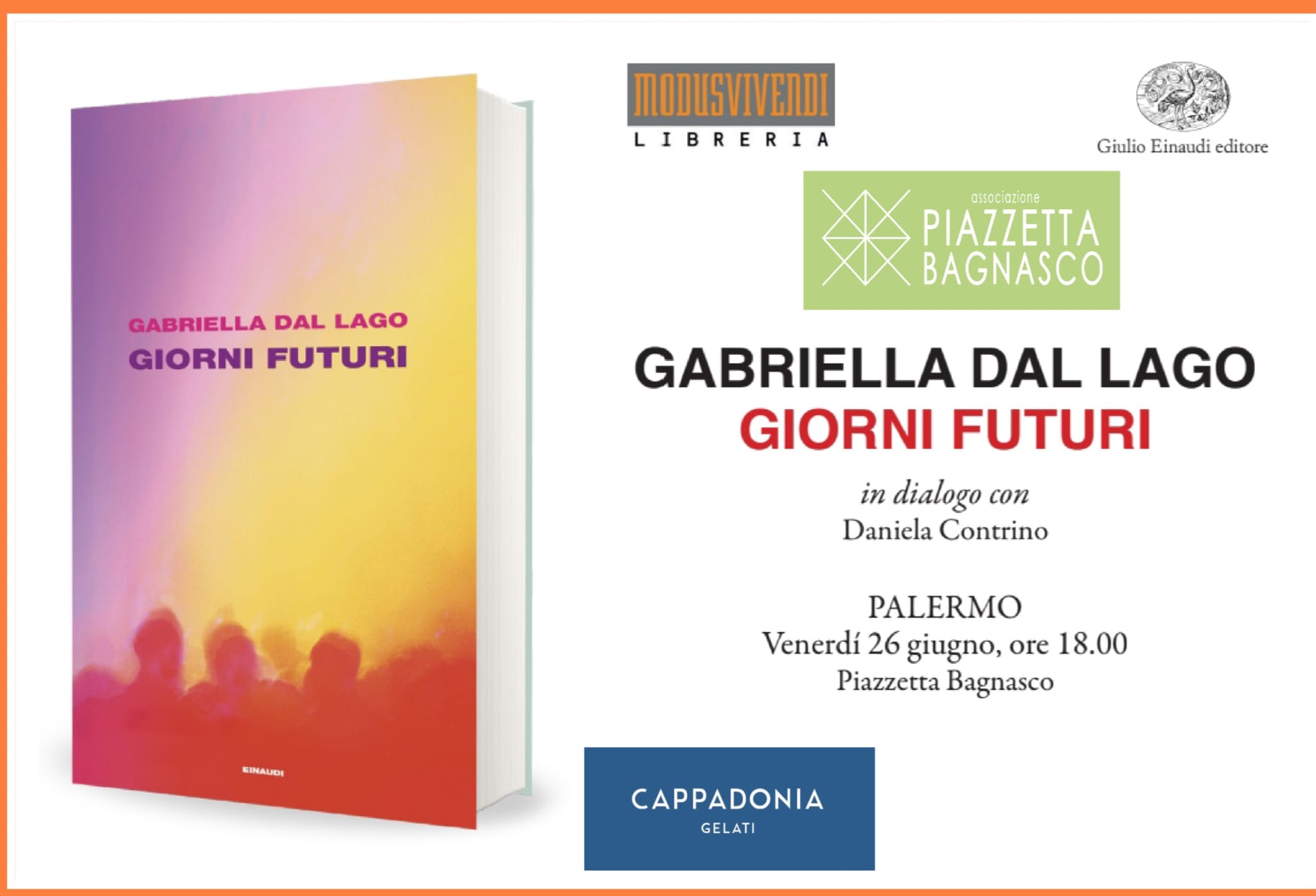 “Giorni futuri”, il nuovo romanzo di Gabriella Dal Lago animerà piazzetta Bagnasco venerdì 26 giugno