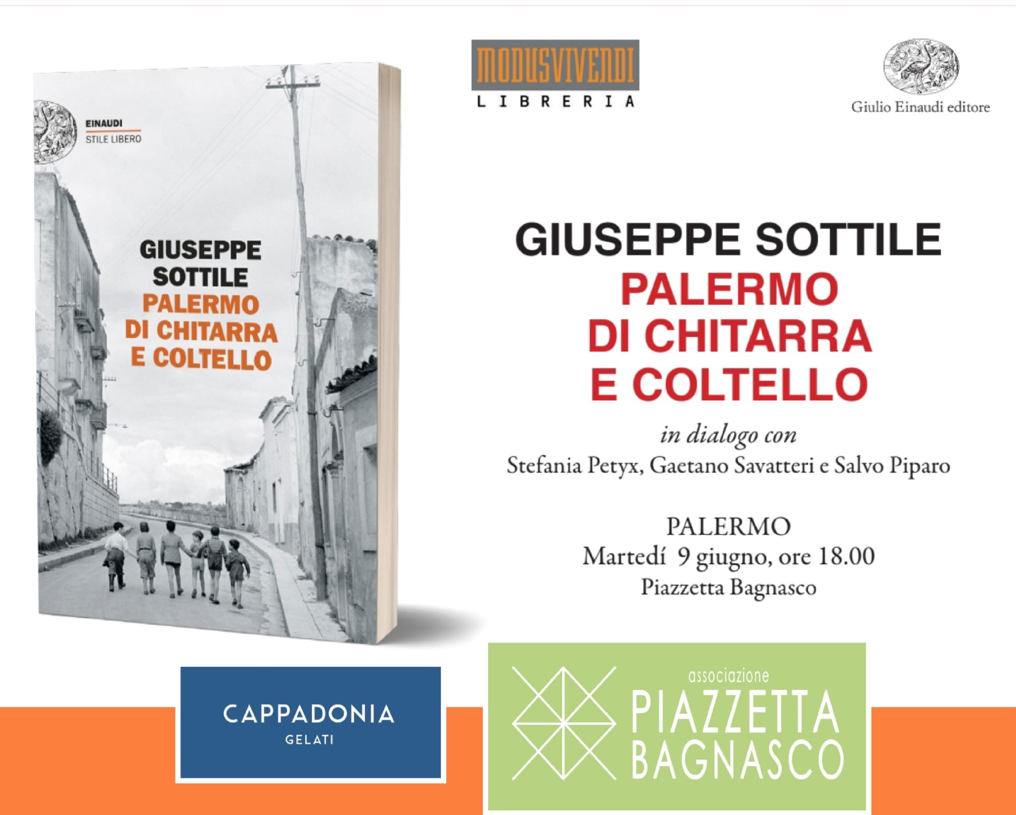 “Palermo di chitarra e coltello”: Giuseppe Sottile in Piazzetta Bagnasco con Petyx, Piparo e Savatteri