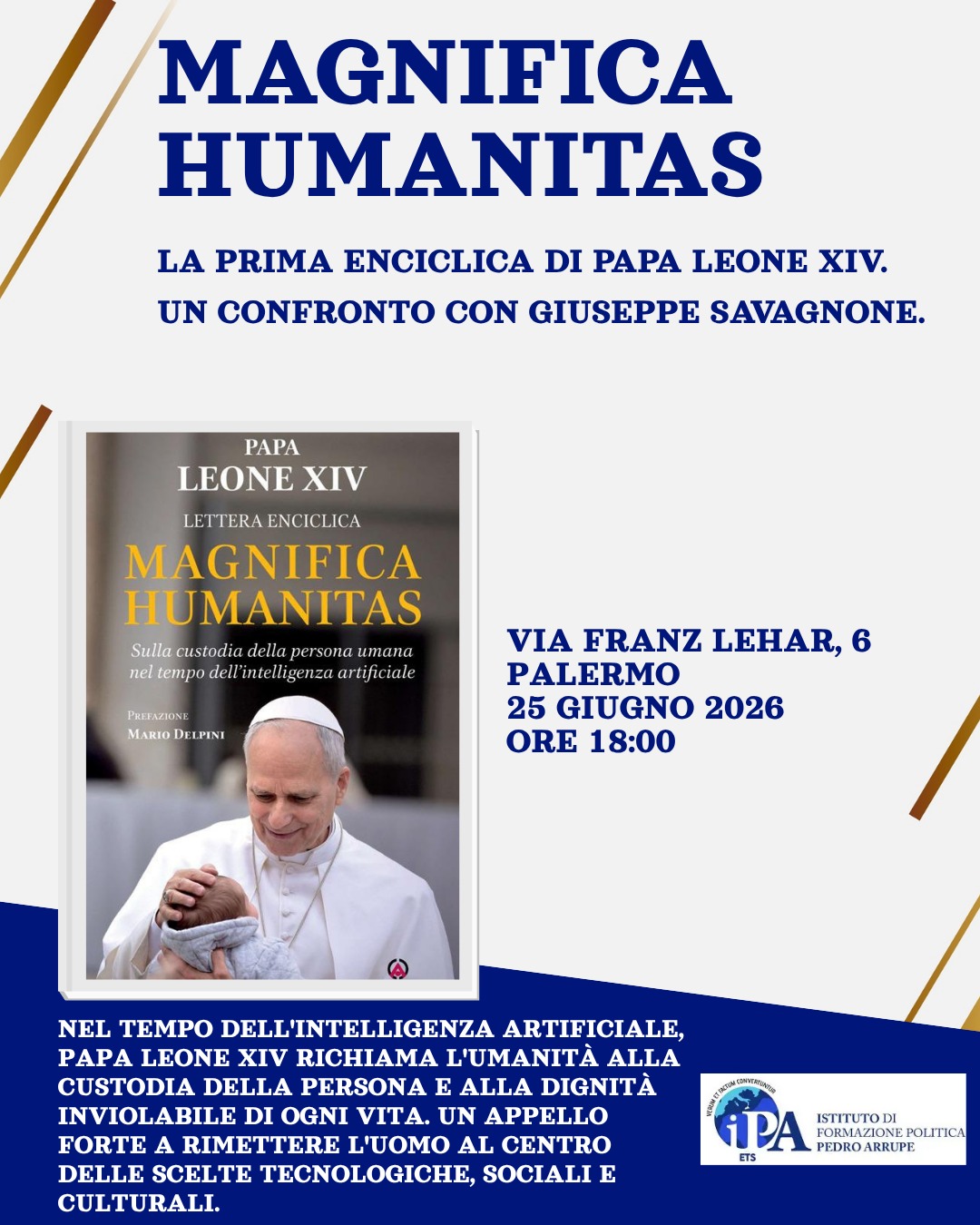 Incontro sulla 𝐌𝐚𝐠𝐧𝐢𝐟𝐢𝐜𝐚 𝐇𝐮𝐦𝐚𝐧𝐢𝐭𝐚𝐬 con il prof. G. Savagnone