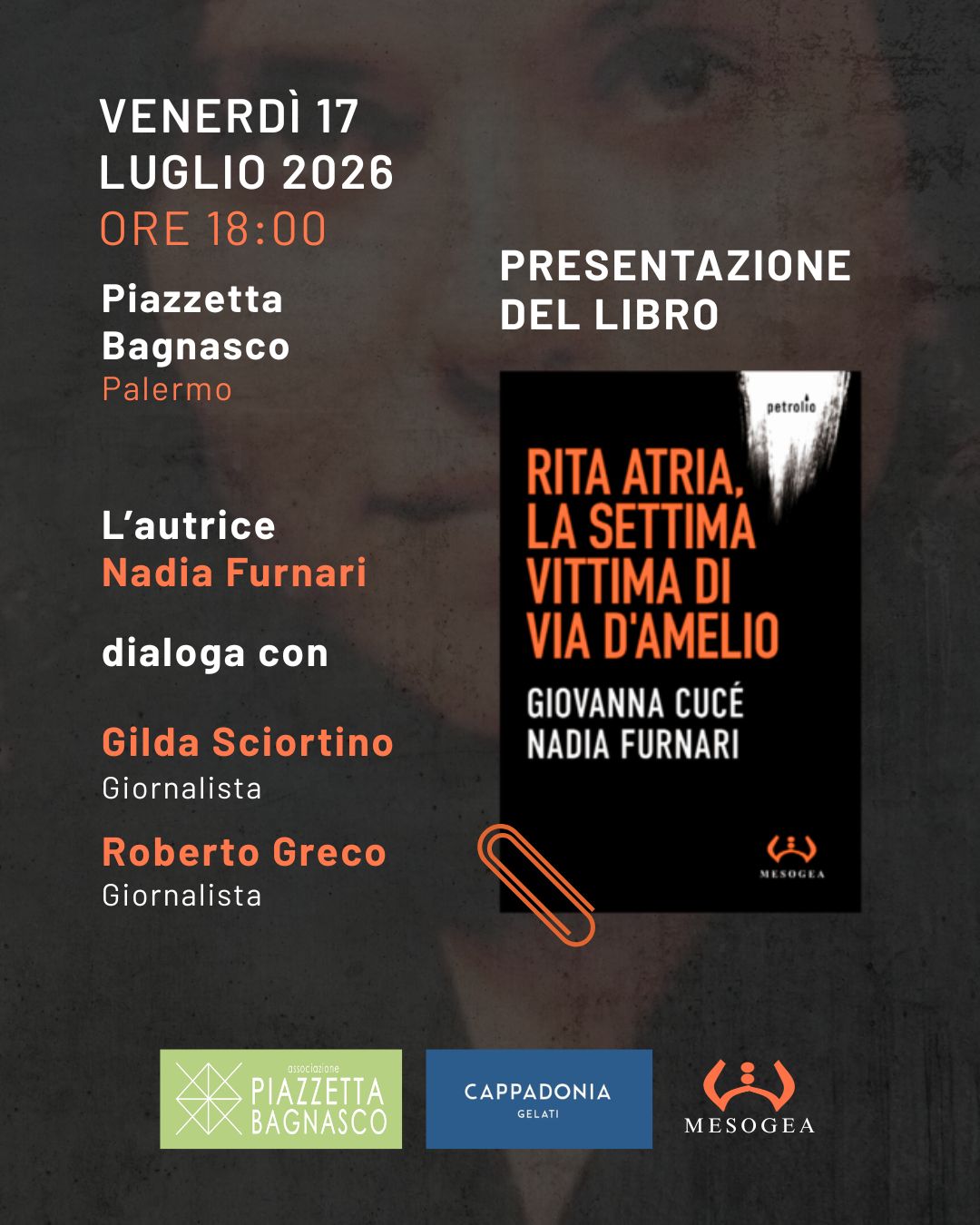 “Rita Atria. La settima vittima di via D’Amelio” il libro che verrà presentato venerdì 17 luglio in piazzetta Bagnasco  