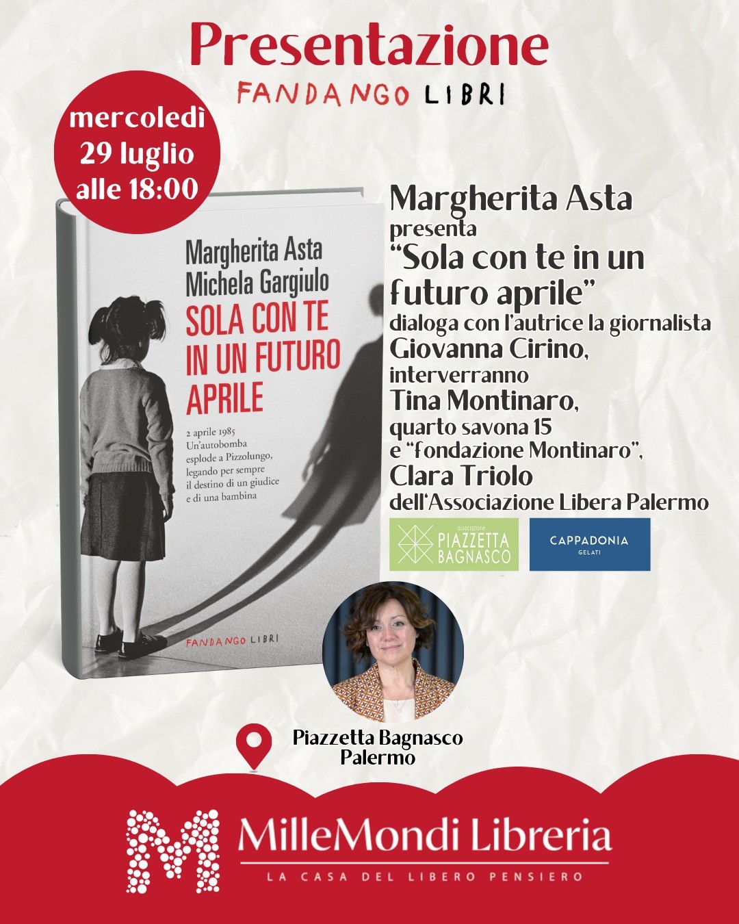 Quando la testimonianza diventa memoria. In piazzetta Bagnasco, mercoledì 29 luglio, Margherita Asta racconta la sua storia di dolore, memoria e rinascita