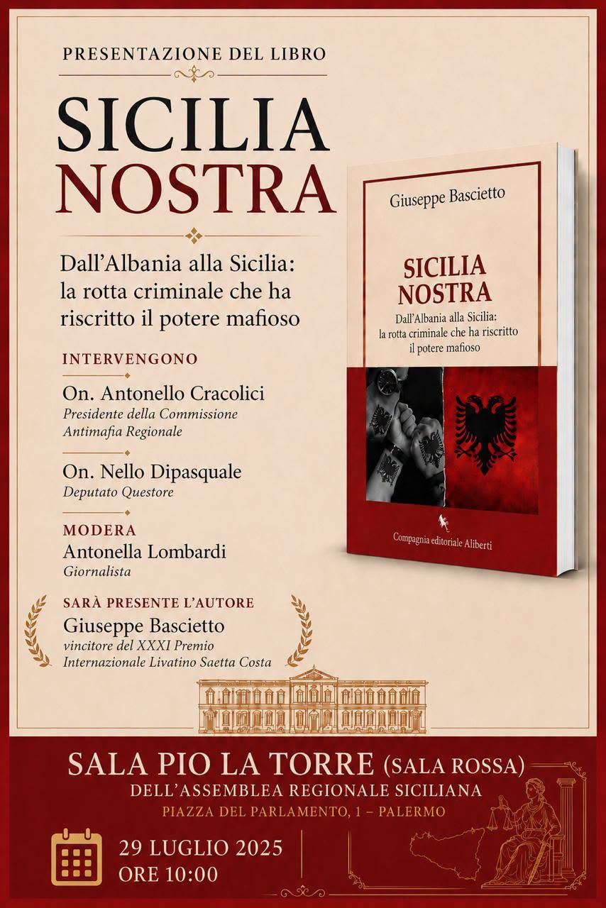 Mercoledì 29 luglio all’Ars presentazione libro “Sicilia nostra” di Giuseppe Bascietto con il presidente commissione Antimafia Antonello Cracolici e deputato questore Nello Dipasquale