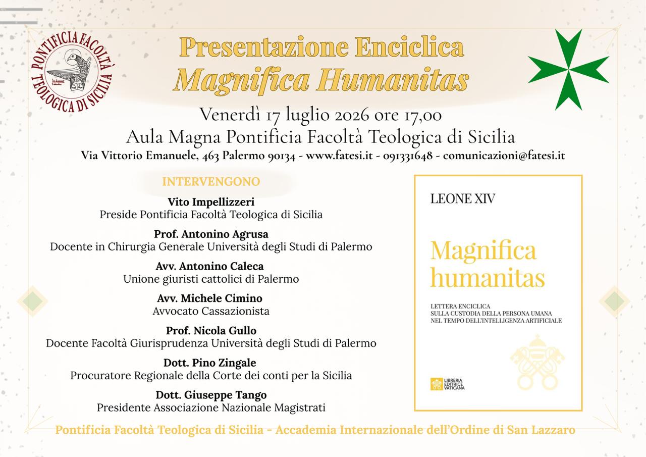 AI e Etica: venerdì 17 luglio a Palermo la presentazione della Lettera Enciclica di Leone XIV “Magnifica Humanitas”