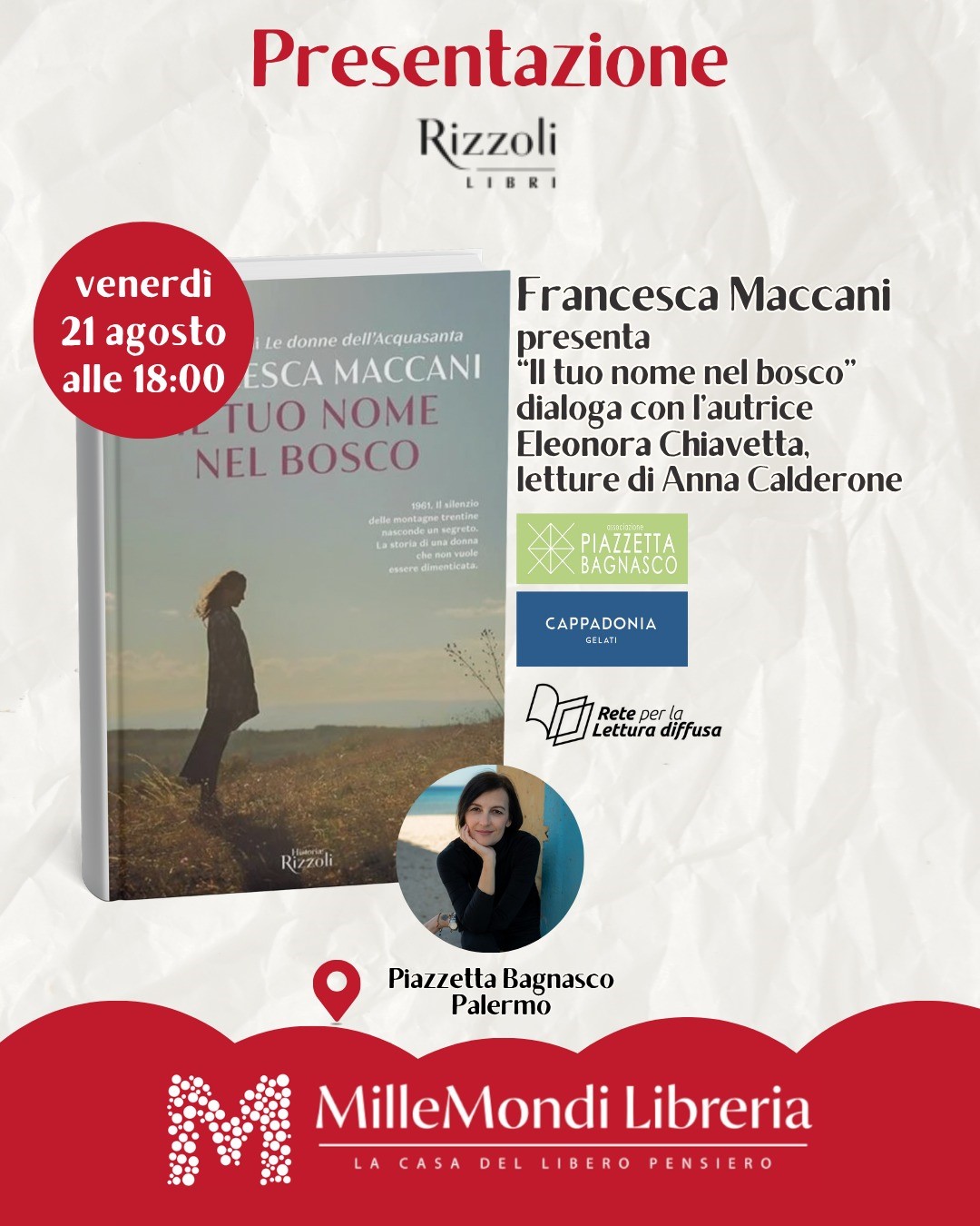 In piazzetta Bagnasco, venerdì 21 Agosto, l’ultimo romanzo di passione e memoria di Francesca Maccani                                                                   
