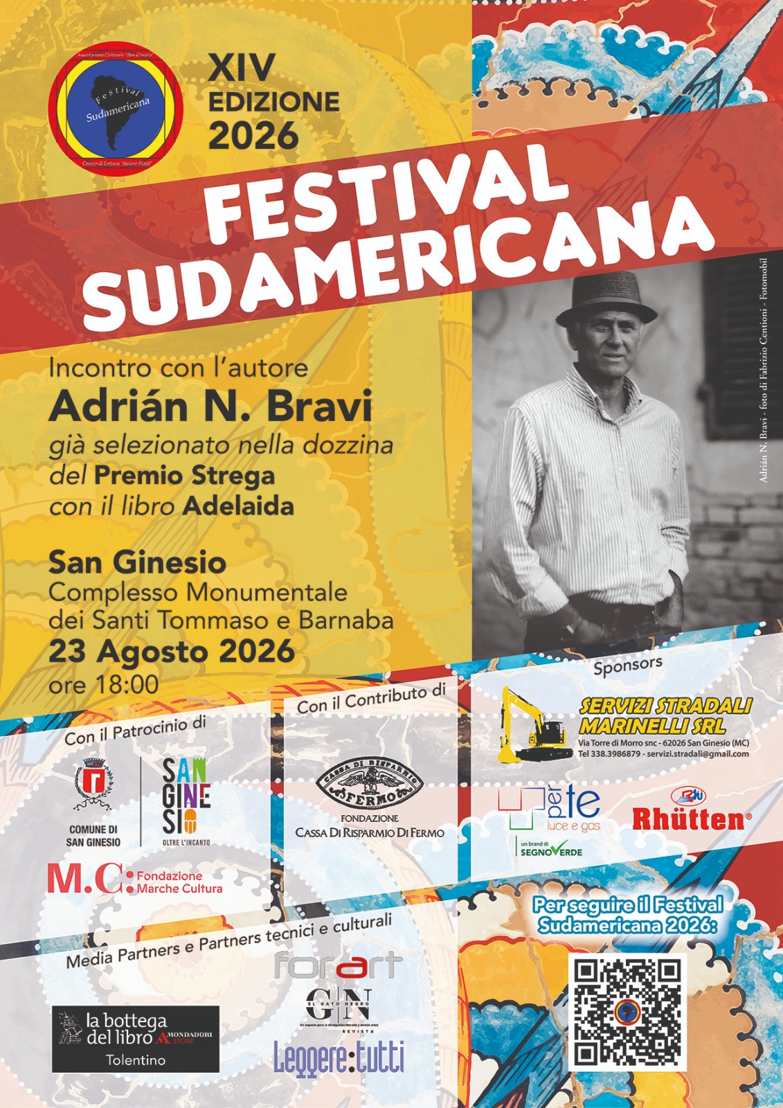 Festival Sudamericana 2026 con l’autore Adrián N. Bravi e con gli artisti su Facebook – San Ginesio