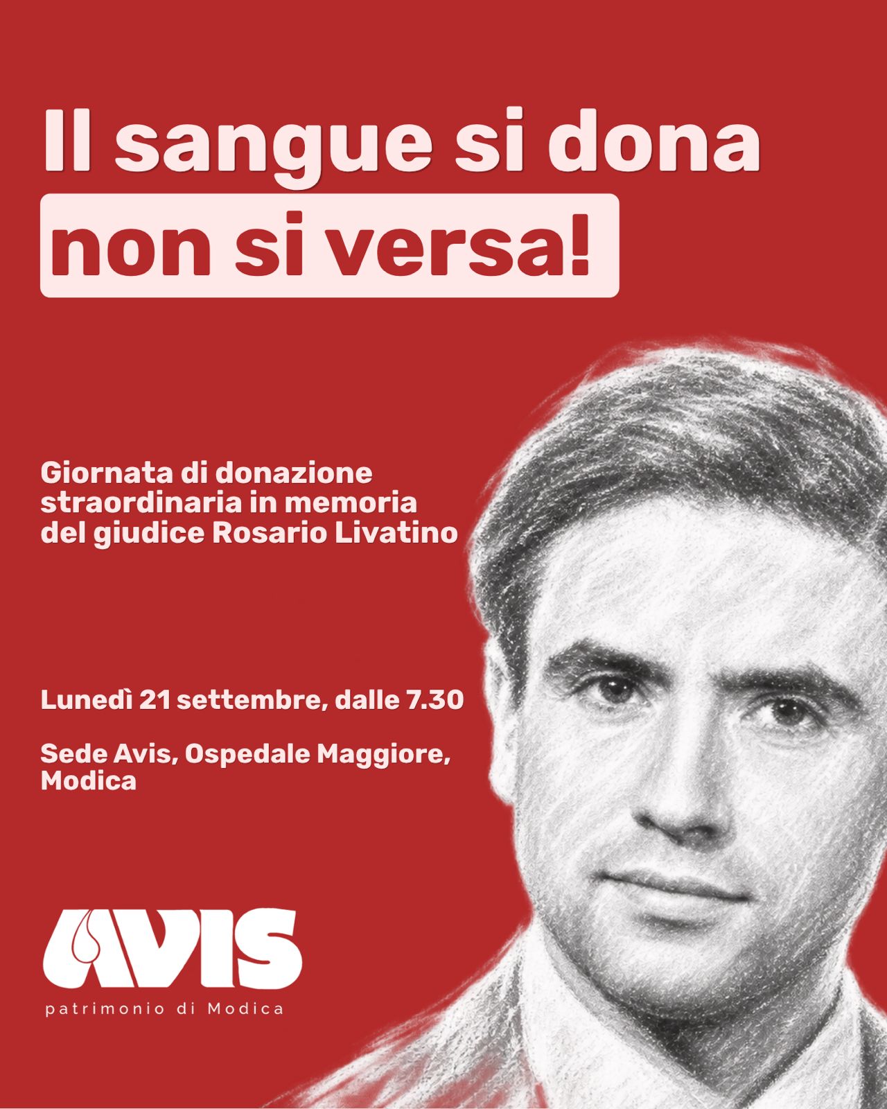 l 21 settembre si dona in memoria del giudice Rosario Livatino