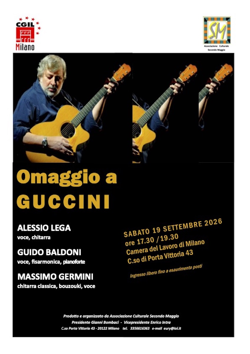 “Omaggio a Guccini” con Lega, Baldoni e Germini