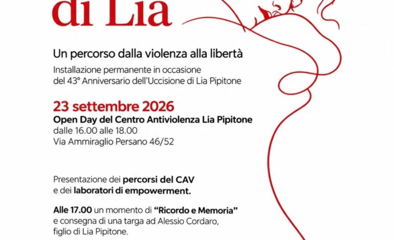 43° anniversario dell’uccisione di Lia Pipitone: il Centro antiviolenza inaugura l’installazione artistica permanente “Il Filo di Lia” e apre le porte alla città
