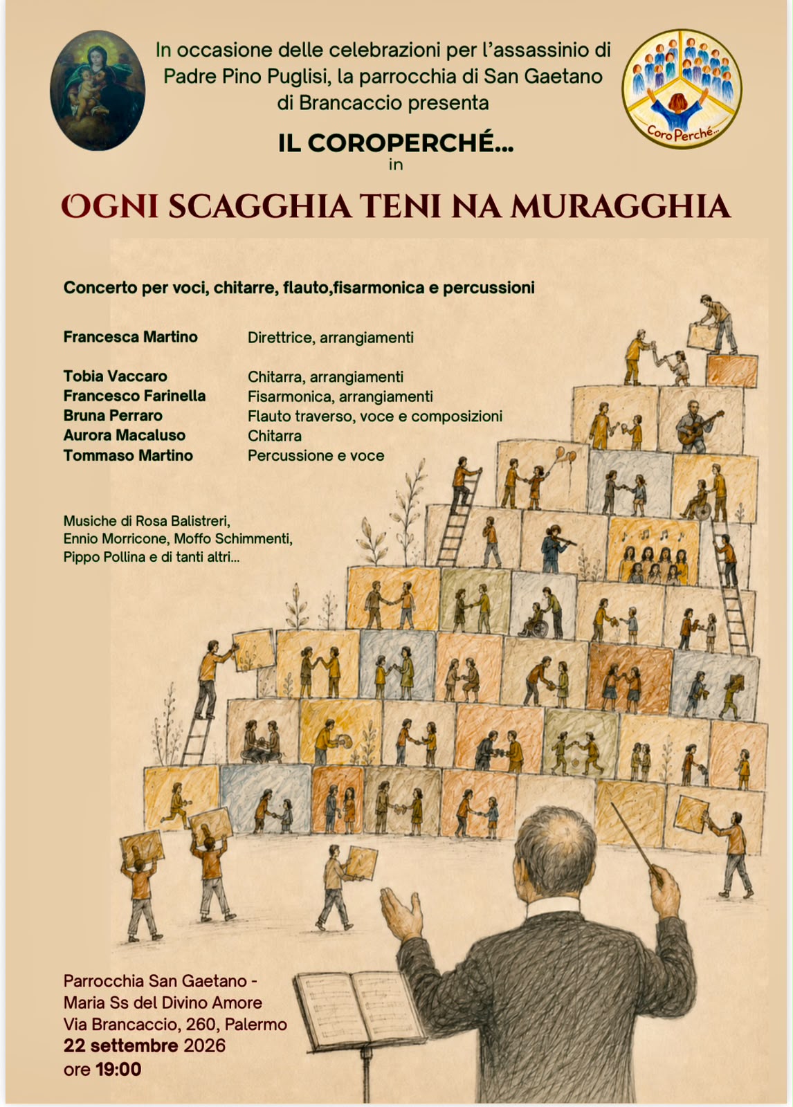 «Ogni scagghia teni na muragghia» – Il Coro Perché… canta a Brancaccio per Padre Pino Puglisi