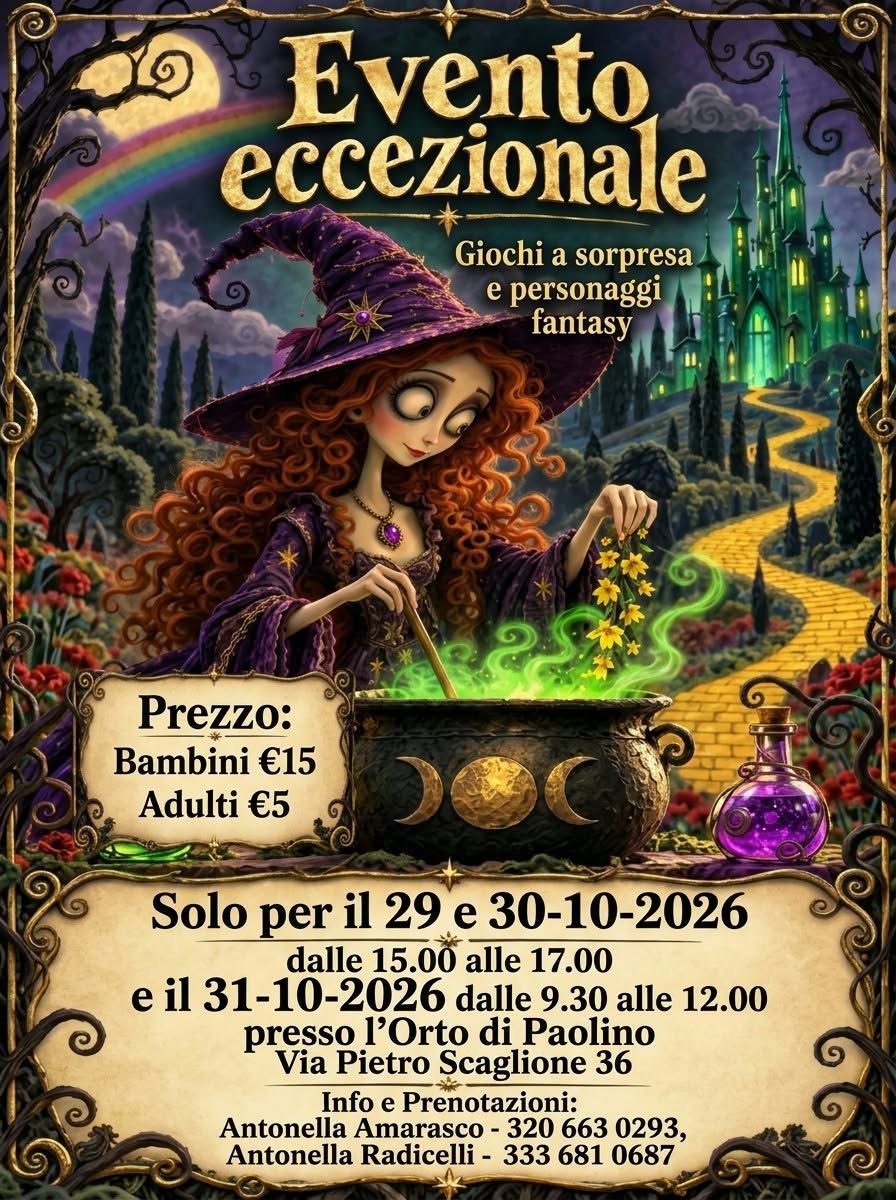 Halloween all’Orto di Paolino: annullata la serata del 31 per maltempo, arriva il nuovo appuntamento per famiglie la mattina del 31 ottobre