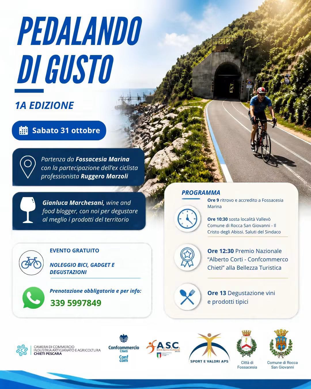 “Pedalando di Gusto”, sabato 31 ottobre Confcommercio Chieti promuove le bellezze del territorio con un evento che coniuga sport, turismo, gastronomia e benessere