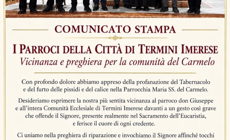 Atto sacrilego nella parrocchia Maria Santissima del Carmelo a Termini Imerese
