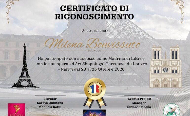 Milena Bonvissuto al Carrousel du Louvre con Il segreto di Atena in spagnolo