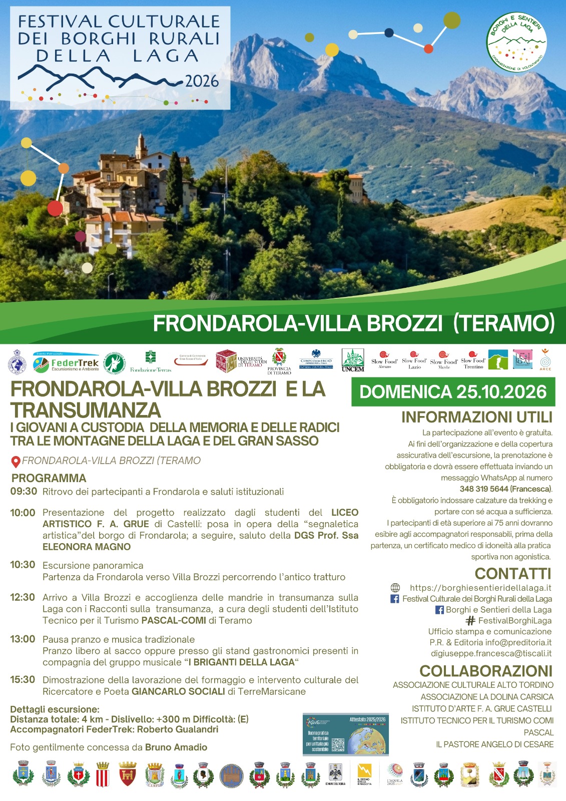 Festival Culturale dei Borghi Rurali della Laga 2026, a Frondarola e Villa Brozzi rivive la tradizione della transumanza